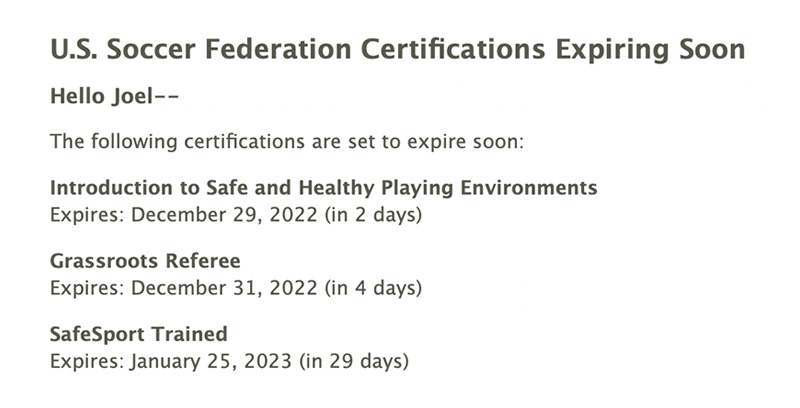 certification notification